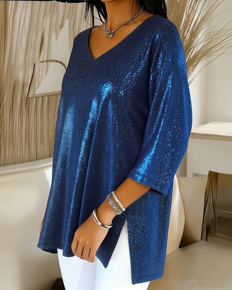 Top V-Ausschnitt Locker Modisch