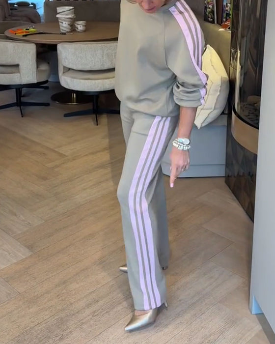 Set mit lässigem locker sitzendem gestreiften Sweatshirt