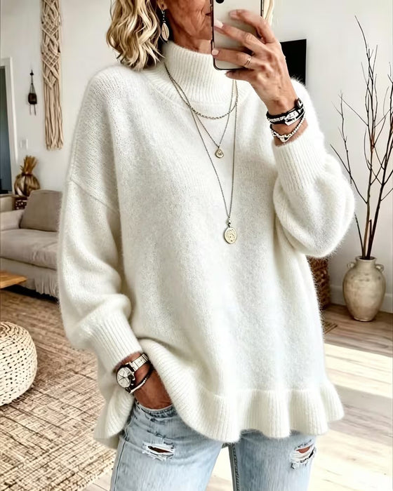 Pullover Mock Neck Rüsche