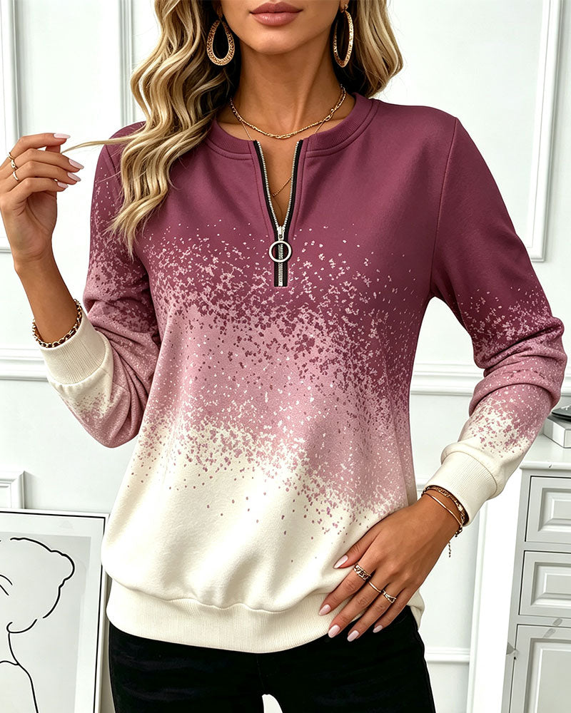 Sweatshirt Reißverschluss Farbverlauf Kontrast