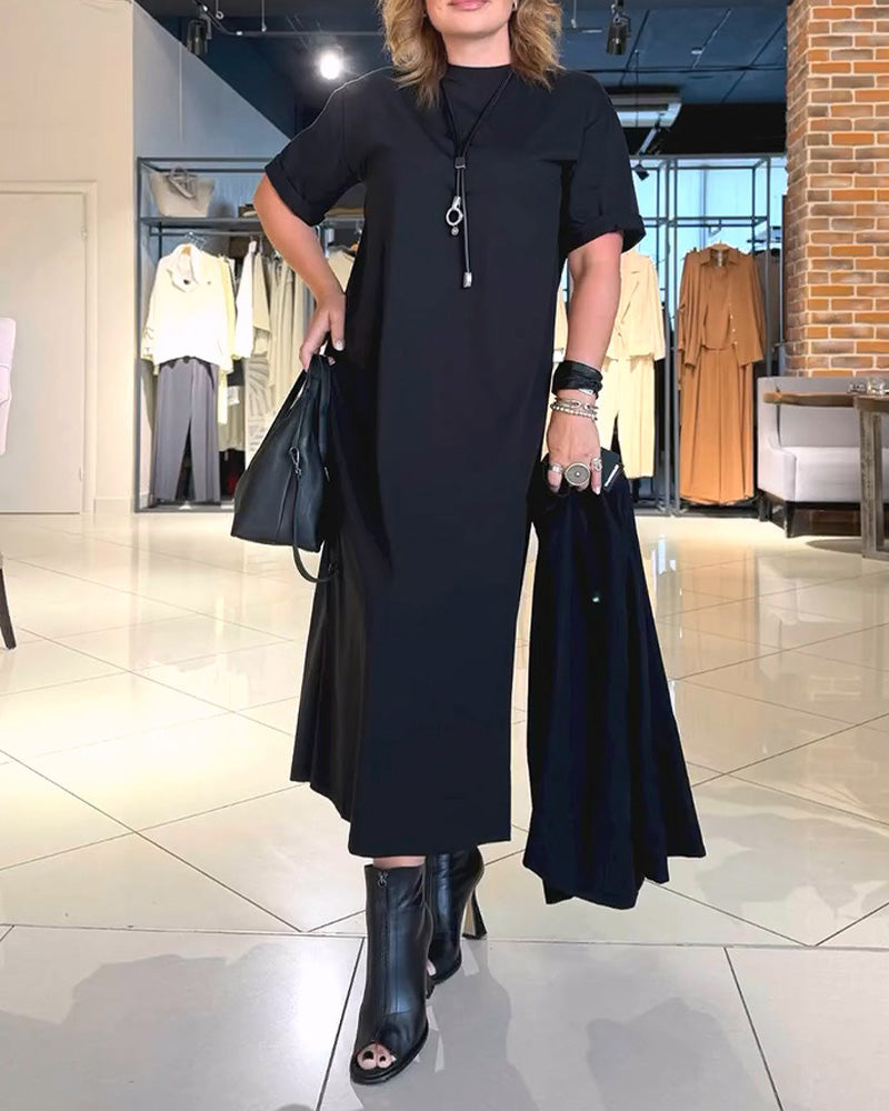 Kleid Pullover Patchwork Gerafft