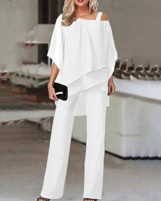 Zweiteiliges Set Off-Shoulder Fledermausärmel