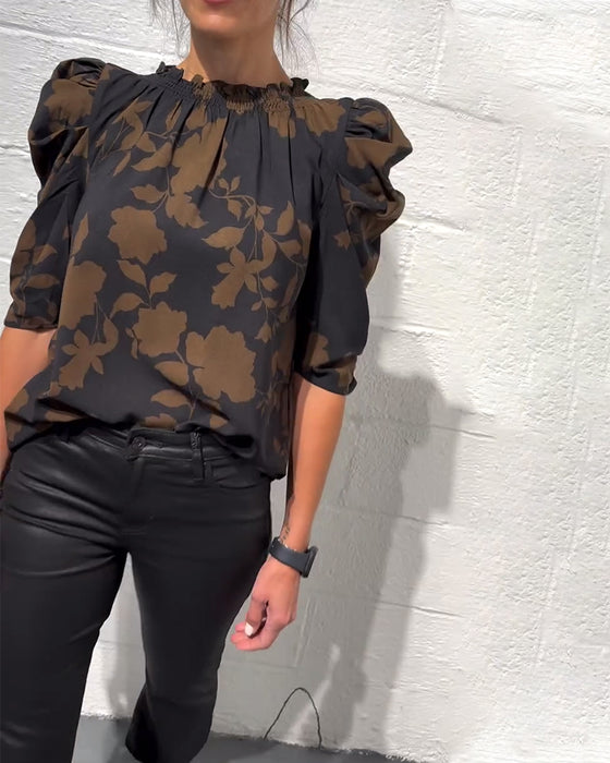 Bluse Puffärmel Rüsche
