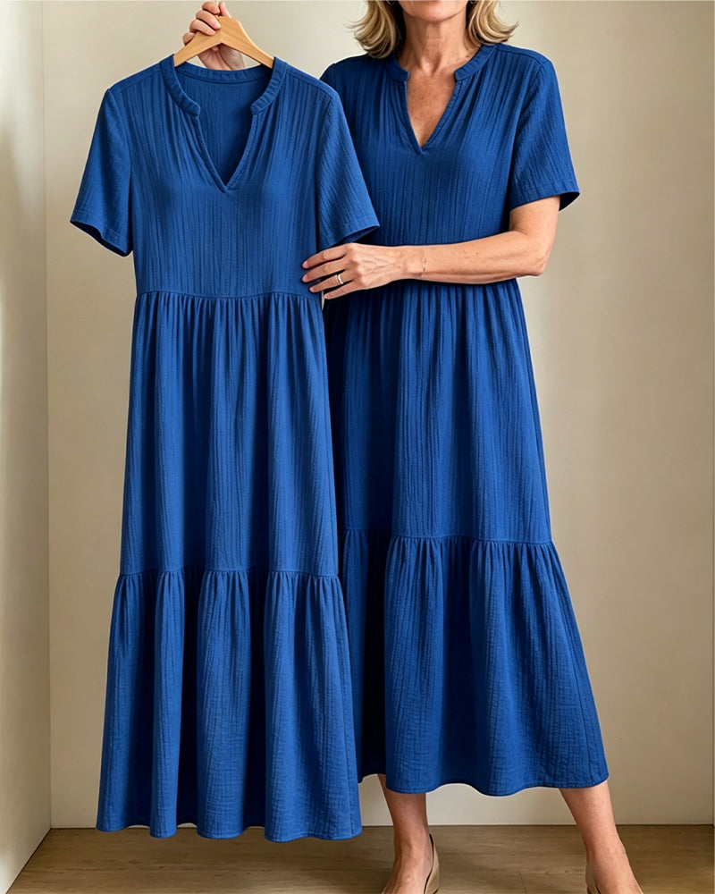 Kleid Lässig Einfarbig Kurzärmlig