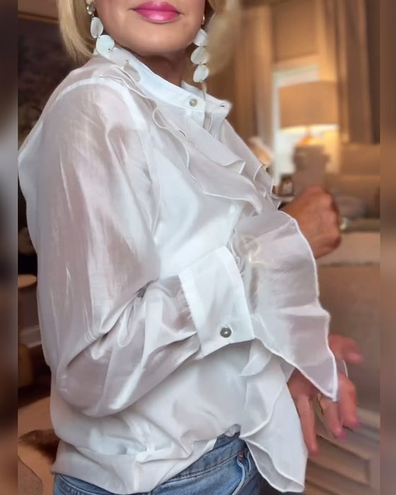 Bluse elegant einfarbig gerüscht