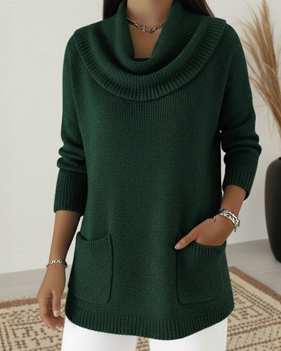 Pullover Kragen Schal Langes Ärmel