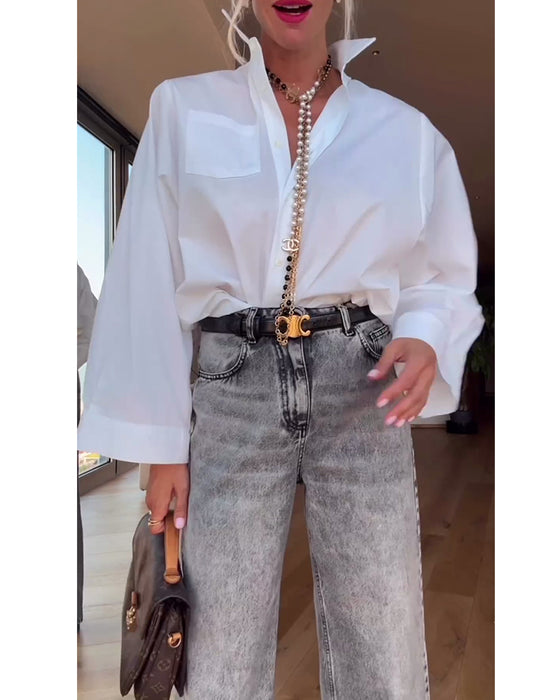Hemd Revers Einfarbig Casual