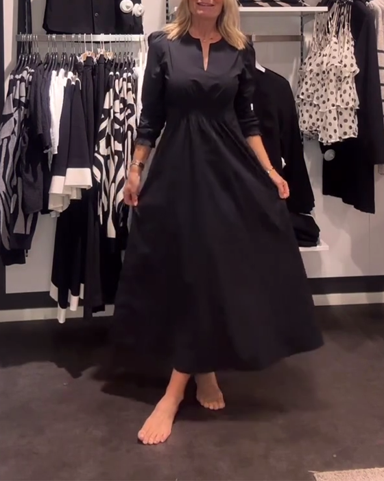 A-Linien-Kleid Mit Puffärmeln Und Tailliertem Schnitt