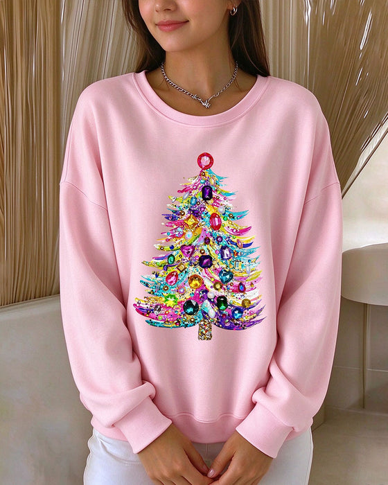 Oberteil Rundhals Pullover Weihnachtsbaum
