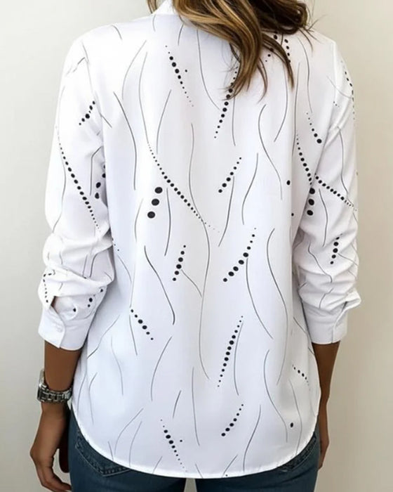 Blusen Linie Print V-Ausschnitt