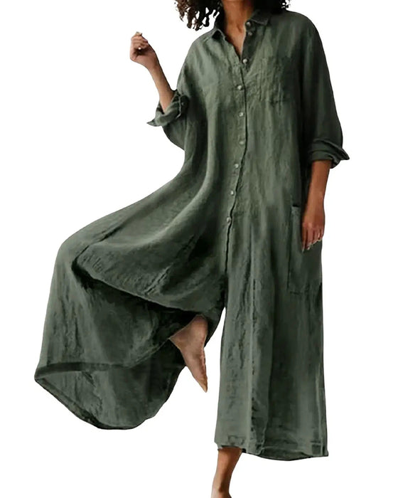 Jumpsuit Revers Locker Drapiert Lässig