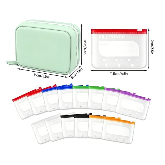 Premium wasserdichtes PU-Reise-Pillenbox-Set