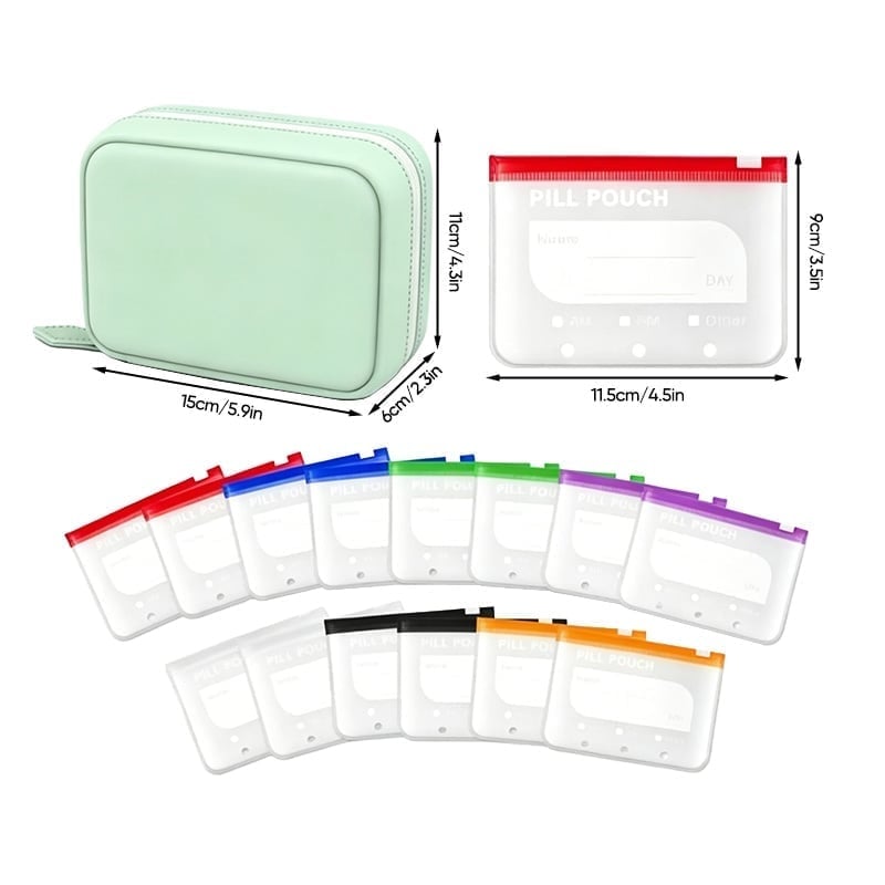 Premium wasserdichtes PU-Reise-Pillenbox-Set