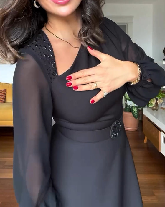 kleid perlen puffärmel taille taille