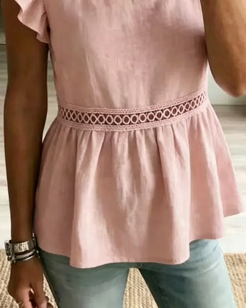 Bluse Quadratischer Kragen Rüschen