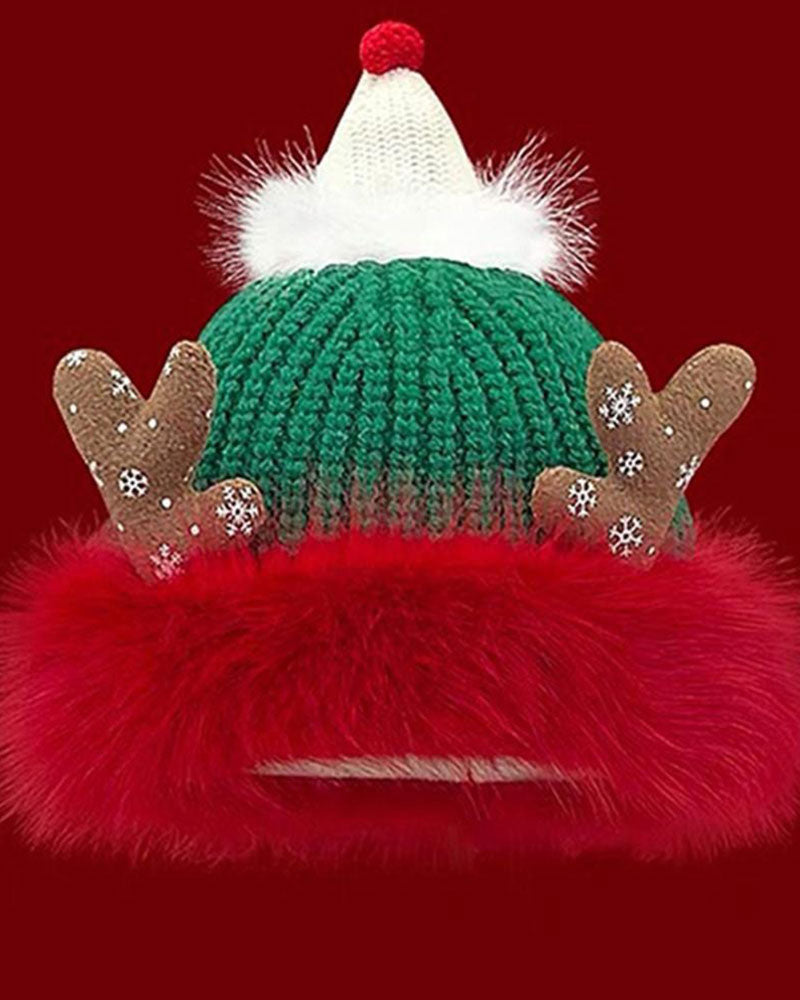 Weihnachtsstil Festival Feier Fröhliche Gestrickte Mütze