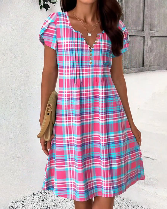 Kleid Puffärmel Karo