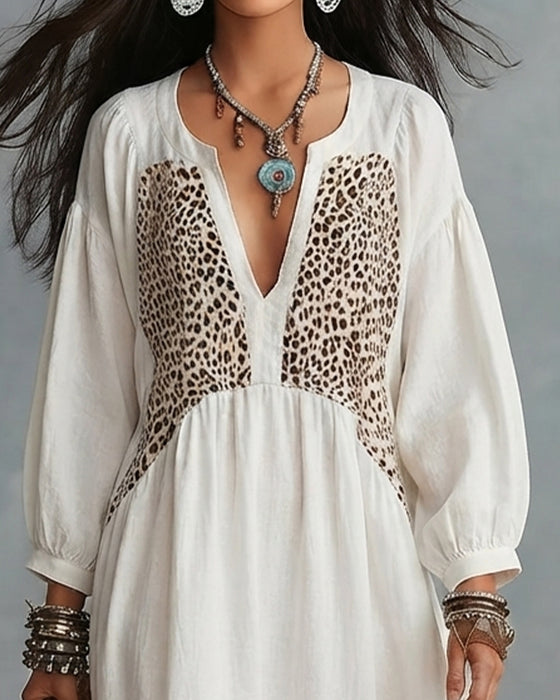 Bluse Leopardenmuster Langarm