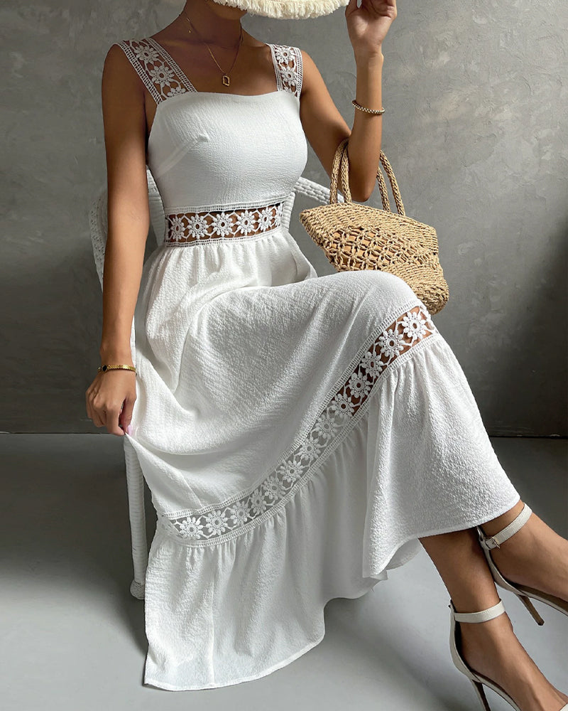 Kleid Spitzenbesatz Durchbrochenes Cami