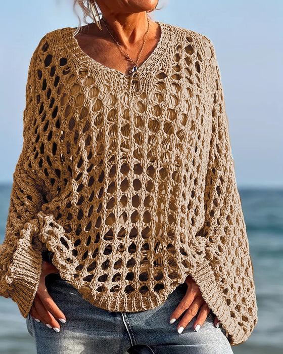 Pullover Langarm Hohl Aus