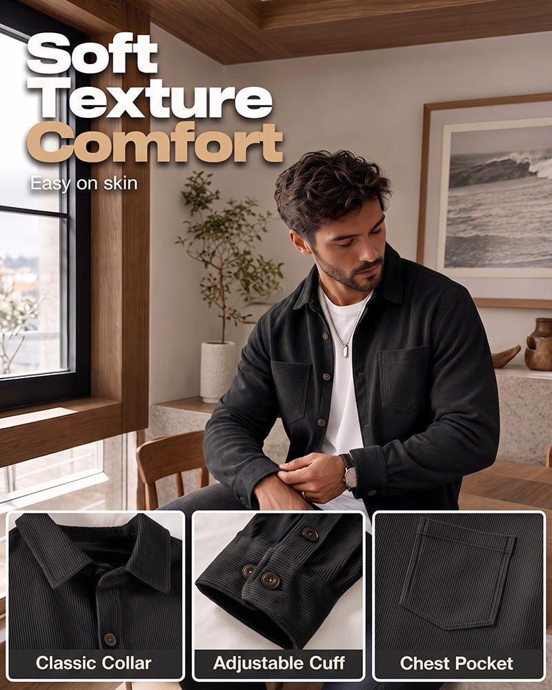 👔 Herren Lässige Cordhemdjacke – Klassische Textur Trifft Alltagskomfort