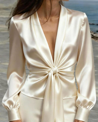 Bluse Mode Tiefes V Raffiniert