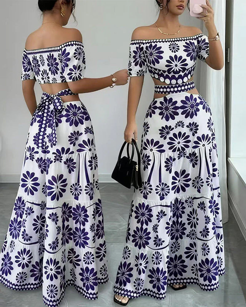 Kleid Off-Shoulder Blumig Ausschnitt