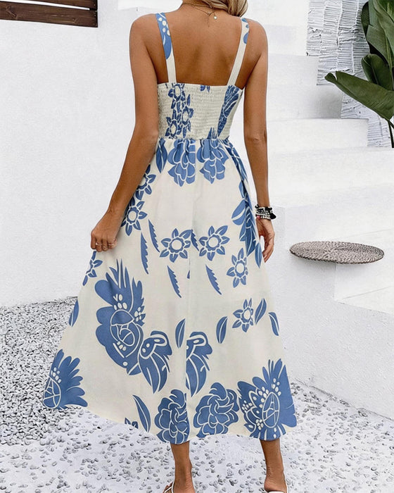 Kleid Elegant Träger Druck