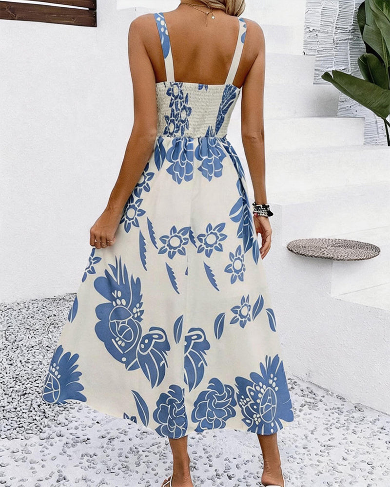 Kleid Elegant Träger Druck