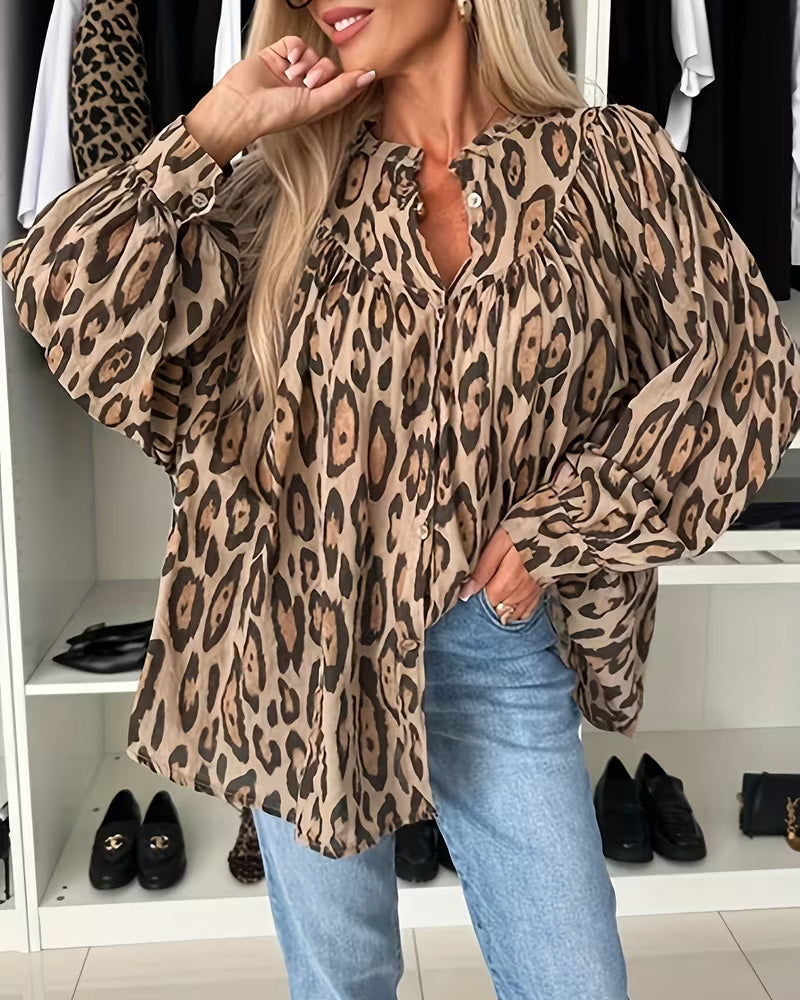 Langarm‑Bluse Mit Leopardenmuster