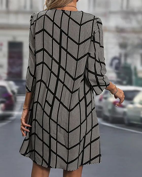Kleid modisch V-Ausschnitt mit Punktmuster