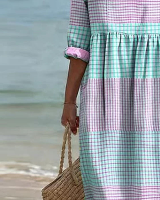 Kleid Gestreift Farbblock Locker