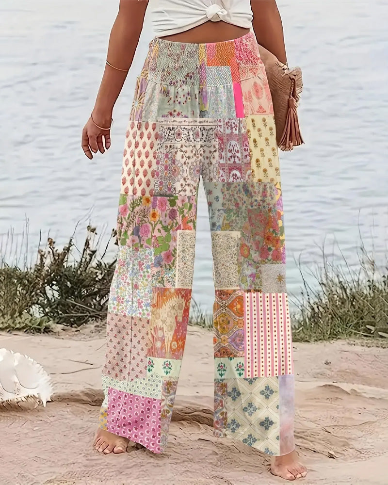 Hose Lässig Hohe Taille Druck