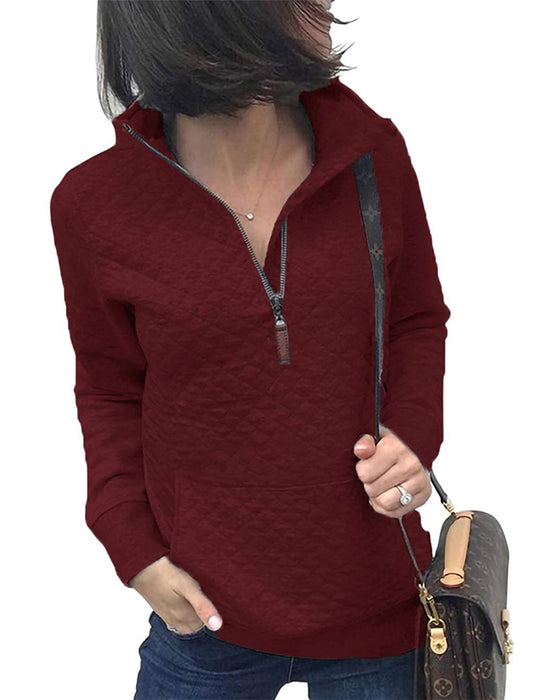 Sweatshirt Lässig Reißverschluss Langarm