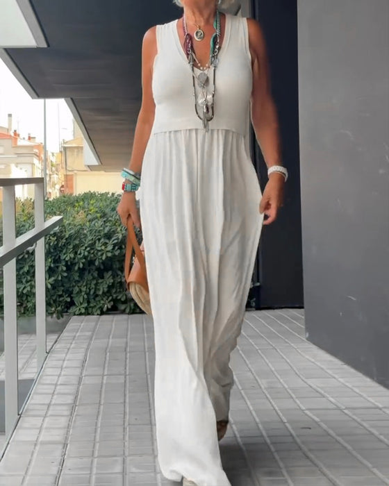 Kleid Einfarbig U-Ausschnitt