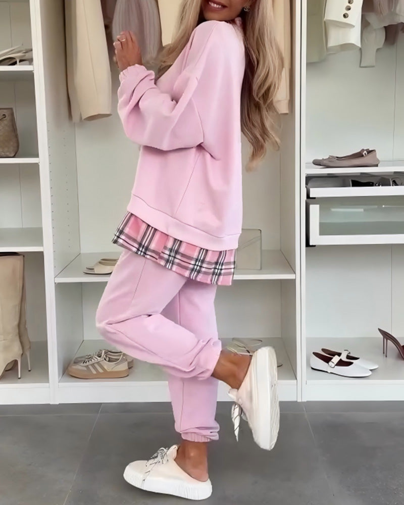 Set einfarbig und kariert Patchwork Sport