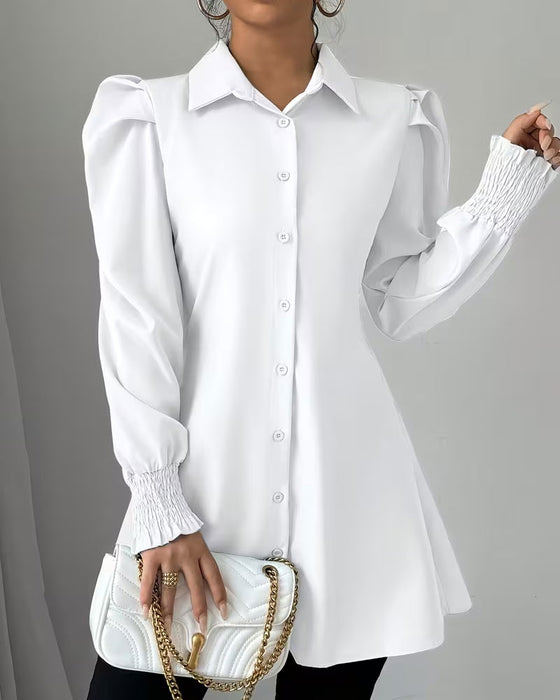 Bluse Hemdkragen Einfarbig Trendy