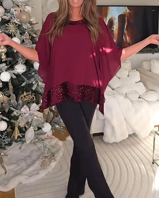 Modische Bluse mit Fledermausärmeln