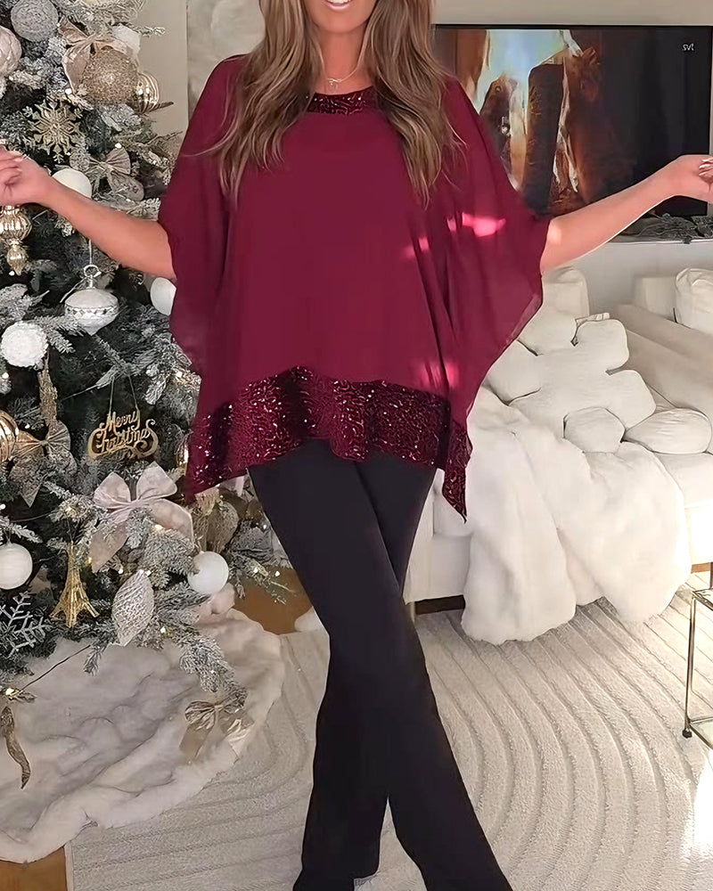 Modische Bluse mit Fledermausärmeln