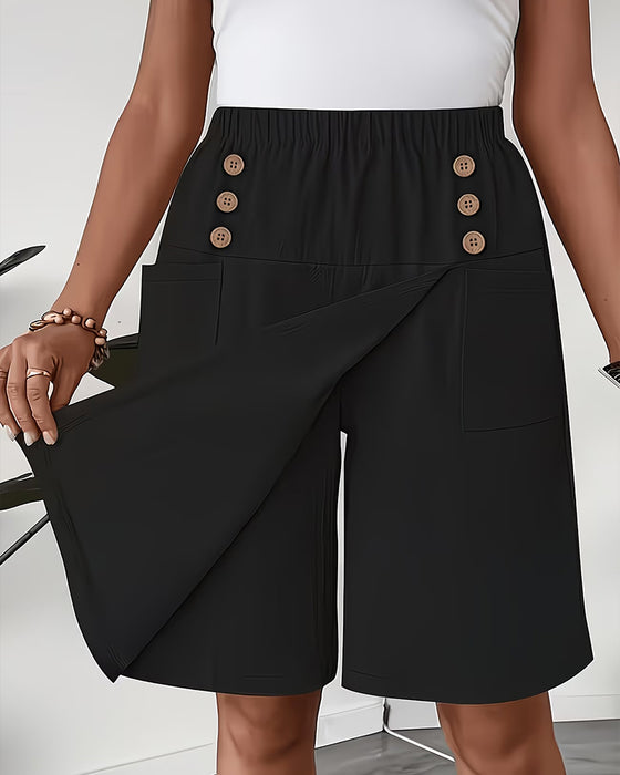 Hose Gefälscht Zweiteilig Schlitz Rock Capri Lässig