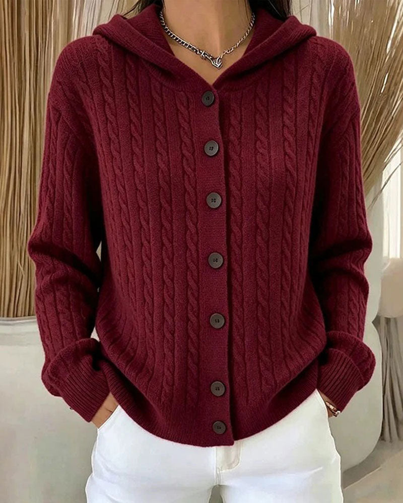 Cardigan Mit Kapuze Offen Vorne Gestrickt