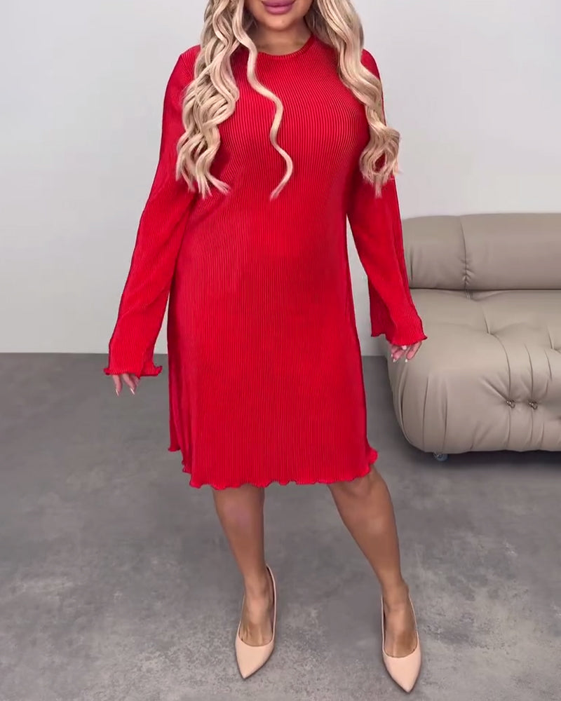 Lässiges, einfarbiges Kleid, knielang