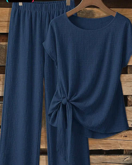 Set Kurzarmbluse + Weites Bein Hose