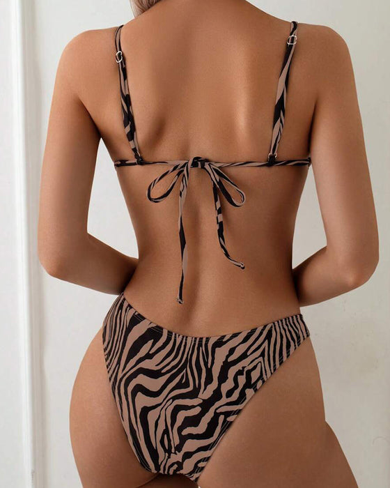 Bikini Zebramuster Sexy Schnürung