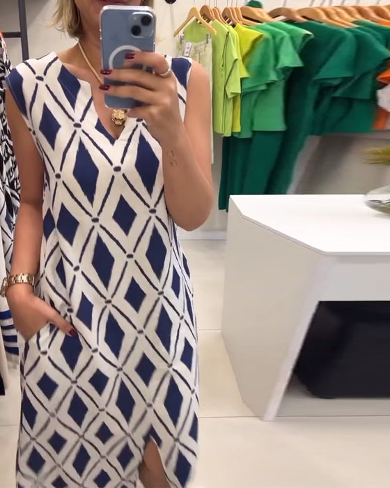 Kleid Ärmellos Diamantschlitz