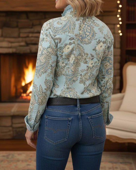 Hemd stilvoll gerüscht Retro-Print