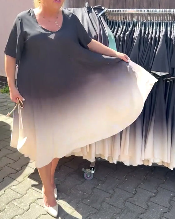 Kleid Kurzarm Farbverlauf Schwingend
