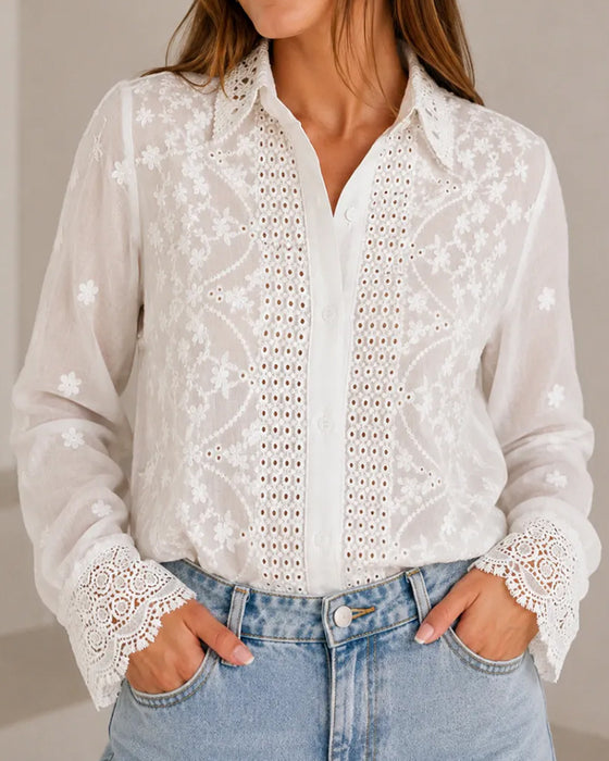 Bluse Revers Ausschnitt Detail