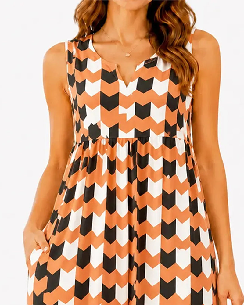 Kleid Hohe Taille Lässig Ärmellos