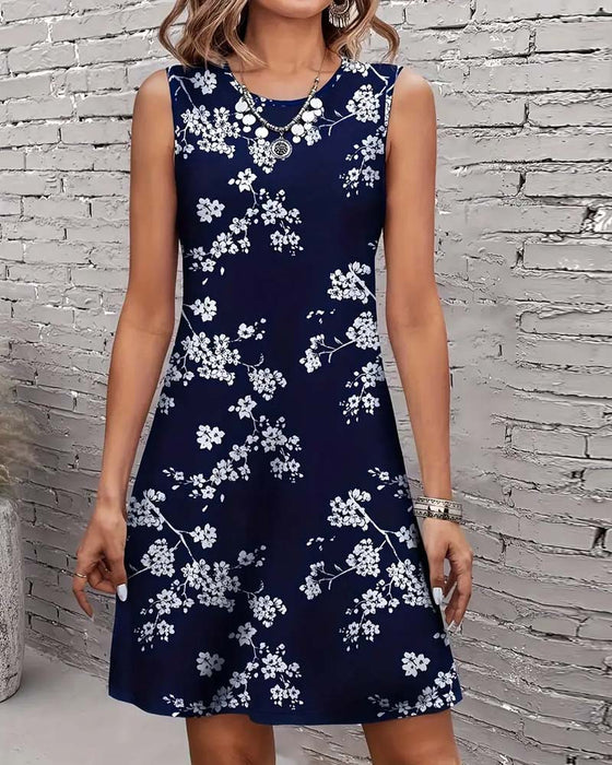 Kleid Ärmlos Schlank Druck